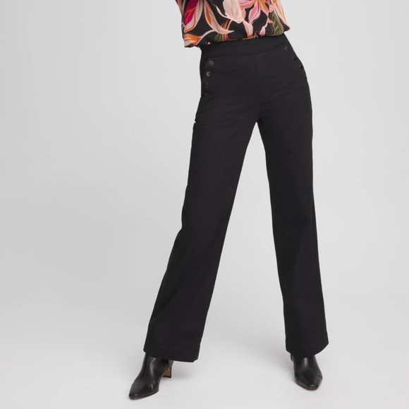 NWT Chico's Black Pull-On Wide Leg Ankle Jeans Size 10 Petite - Picture 2 of 16